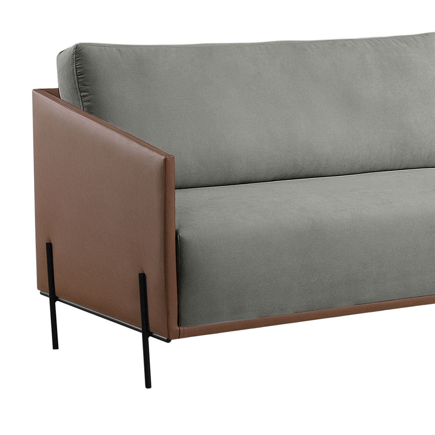 Sofá Balekin 240 cm - Linho Mescla Cinza c/ PU Chocolate – Dock2