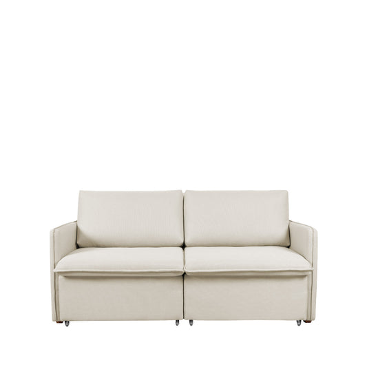 Reembalado - Sofá Cama Retrátil e Reclinável 3 Lugares Vancouver 196 cm - Linho Texturizado Off White
