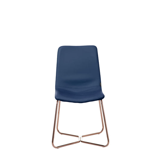 Kit com 2 Cadeiras Scott - PU Azul Marinho c/ Cobre