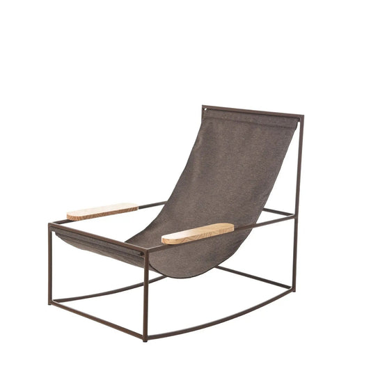 Cadeira de Balanço em Metal Titanium Marrom 85 cm