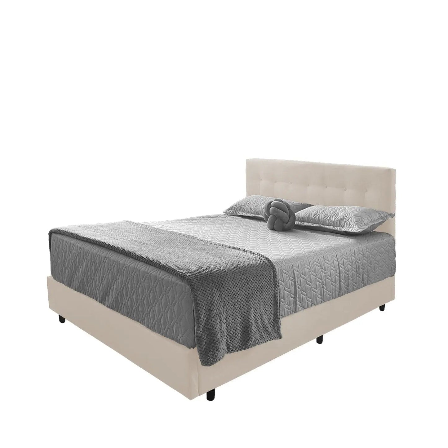 Cama Queen Estofada Ravena - Suede Bege