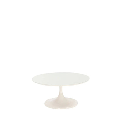 Mesa de Centro Saarinen Monocromática Tampo de Vidro 80 cm - Off White