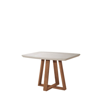 Mesa de Jantar Bennett 115 cm - Natural c/ Vidro Off White