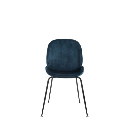 Cadeira Hannah Veludo Azul Marinho - Preto