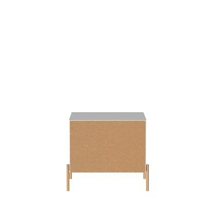 Reembalado - Mesa de Cabeceira Jasper 63 cm - Branco Gloss c/ Dourado
