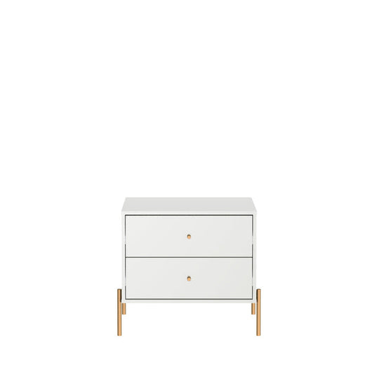 Reembalado - Mesa de Cabeceira Jasper 63 cm - Branco Gloss c/ Dourado