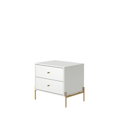 Reembalado - Mesa de Cabeceira Jasper 63 cm - Branco Gloss c/ Dourado