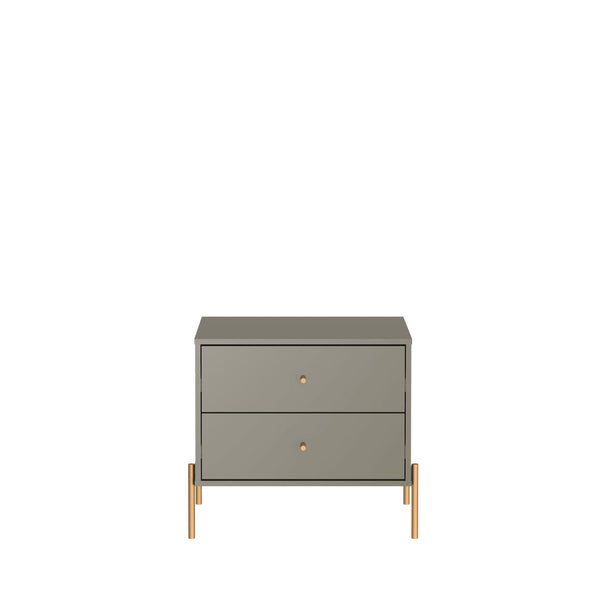 Reembalado - Mesa de Cabeceira Jasper 63 cm - Grigio Gloss c/ Dourado