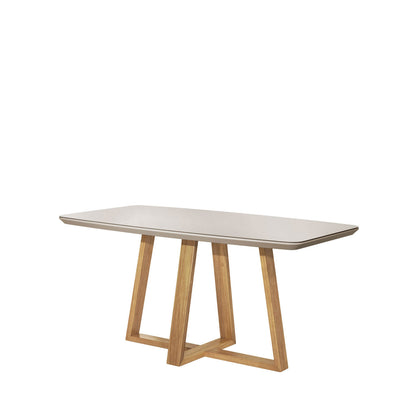 Reembalado - Mesa de Jantar Bennett c/ Vidro 160 cm - Cinamomo c/ Vidro Off White