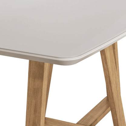 Reembalado - Mesa de Jantar Bennett c/ Vidro 160 cm - Cinamomo c/ Vidro Off White