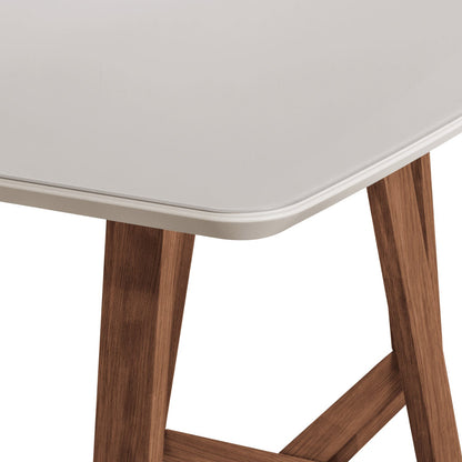 Mesa de Jantar Bennett 115 cm - Natural c/ Vidro Off White